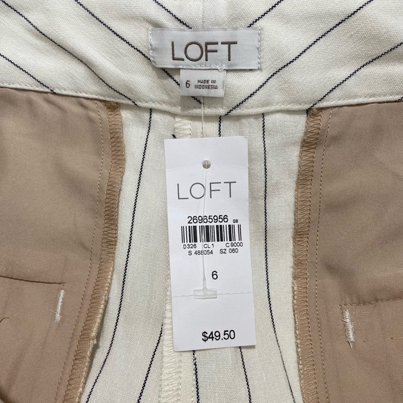 NWT Loft || Womans striped shorts with cloth belt size 6 - Picture 5 of 7